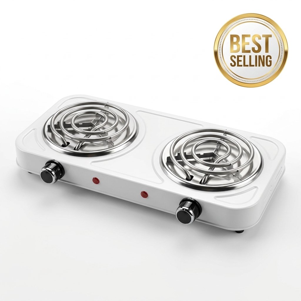 Estufa eléctrica de inducción Cocinova de dos zonas, color blanco
